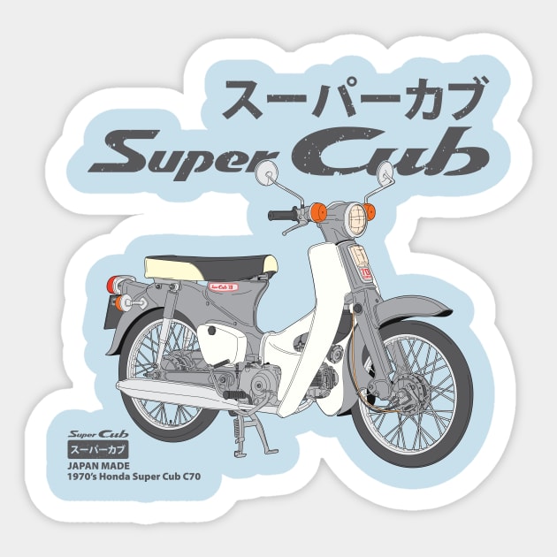 The classic 1970's Honda Super Cub C70 Sticker by ammghazali